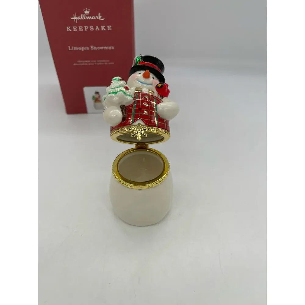 Hallmark Keepsake Limoges Snowman Ornament & Trinket Box